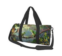 Sac de sport imprimé poisson avec poche humide et compartiment à chaussures, sac de voyage pour homme et femme, De nombreuses grenouilles chantent sur les branches et papillons, Taille unique, Sac de