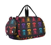 Sac de sport Insect Happy Halloween avec compartiment à chaussures grande capacité avec sangle réglable pour la plage, la natation, la piscine, le sport, bolsa de para mujer, Motif insectes Happy
