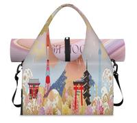 Sac de sport japonais pour homme et femme - Imprimé Tokyo - Sac de week-end avec compartiment à chaussures - Sac fourre-tout à bandoulière pour yoga, gym, voyage, couleur, L, Organiseur de sac