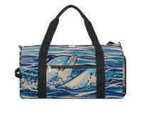Sac de sport léger à large museau avec dauphins jouant - Sac fourre-tout léger pour homme et femme - Blanc - Taille unique, blanc, Taille unique