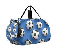 Sac de sport léger avec compartiment à chaussures pour garçons et filles Motif football Bleu roi