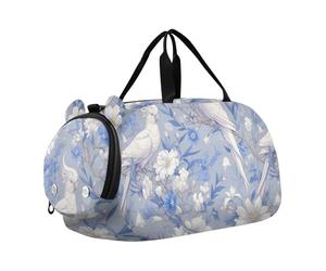 Sac de sport léger avec compartiment à chaussures pour voyage, sport, fitness et entraînement Motif cacatoès Bleu