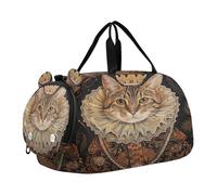 Sac de sport léger avec compartiment à chaussures - Style peinture laquée - Portrait de chat - Sac de voyage pour garçons et filles - Bolsos deportivos para mujer, Peinture laquée style portrait de