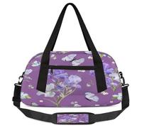Sac de sport léger pour enfants avec motif de papillon et fleur d'iris pour filles et garçons, violet, Aquarelle Papillon Iris Fleur, 18.5L x 7.8W x 9.4H
