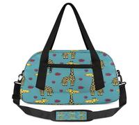 Sac de sport léger pour enfants avec motif girafe et fleur de dessin animé pour filles et garçons, petit sac de voyage, sac de danse pour enfants, Fleur girafe dessin animé, 18.5L x 7.8W x 9.4H