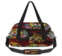 Sac de sport léger pour enfants motif lion chinois pour filles et garçons, sac de sport léger pour enfants, petit sac de voyage pour la nuit, sac de danse, Lion chinois, 18.5L x 7.8W x 9.4H