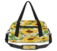 Sac de sport léger pour enfants, motif tournesol, marguerites, fleurs, coccinelle, petit sac de sport pour enfants, petit sac de voyage, sac de danse, Fleurs de tournesol et marguerites, 18.5L x 7.8W