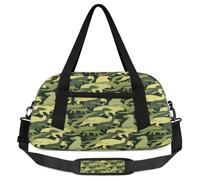 Sac de sport léger pour filles et garçons, motif dinosaure mignon, sac de sport léger pour enfants, petit sac de voyage pour la nuit, sac de danse, camouflage vert, 18.5L x 7.8W x 9.4H