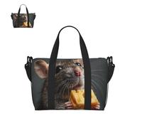 Sac de sport léger pour homme et femme - Motif écureuil caché derrière un arbre - Sac de sport avec compartiment à chaussures, Le rat mange du fromage, Taille unique, Sac de voyage