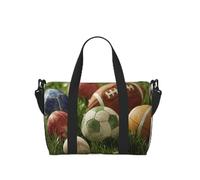 Sac de sport léger pour homme et femme - Motif écureuil caché derrière un arbre - Sac de sport avec compartiment à chaussures, Balles de sport sur l'herbe, Taille unique, Sac de voyage