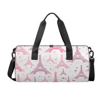 Sac de sport léger pour homme et femme Motif Eiffel Rose, Serviette Eiffel Rose, 17.6(L) x 9(W) x 9(H) inch