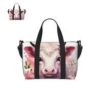 Sac de sport léger pour homme et femme Motif girafe africaine avec compartiment à chaussures, A Little Pink Cow, Taille unique, Sac de voyage