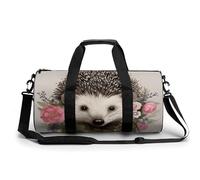 Sac de sport léger pour homme et femme, motif hérisson, couronne florale, 45 cm/22,9 cm/22,9 cm (blanc), blanc, 17.7in/9in/9in