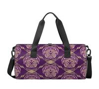 Sac de sport léger pour homme et femme Motif tête de mort Violet, Skull Day Of The Dead, 17.6(L) x 9(W) x 9(H) inch