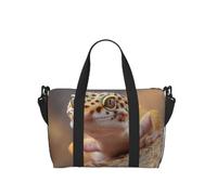 Sac de sport léger pour homme et femme, rayures oranges et blanches, sac de sport avec compartiment à chaussures, sac de voyage léger, Léopard Little Gecko, Taille unique, Sac de voyage