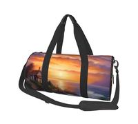 Sac de sport Lighthouse at Sunset pour femme et homme - Article personnel - Sac de voyage en toile - Sac de week-end - Sac de sport léger - Noir - Taille unique, Noir , Taille unique