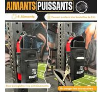 Sac de Sport Magnétique avec Support Bouteille 1-1,5L, Poche Téléphone, Porte-Clés, 2 Compartiments Zippés, Pochette Néoprène pour Homme et Femme, Fixation Aimantée Ultra Forte, Accessoires Gym