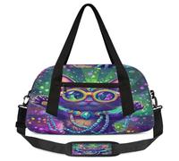 Sac de sport Mardi Gras mignon avec motif chat de dessin animé pour enfants, petit sac de sport léger pour garçons et filles, sac de w nd, sac de sport pour l'école, le sport, les soirées pyjama