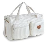 Sac de sport matelassé, sac de voyage pour bébé capacité avec broderie d'ours mignon pour les voyages à l'hôpital et en week-end, 18, 9 x 10, 2 x 8, 7 pouces, décoration la maison