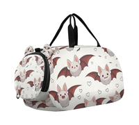 Sac de sport mignon avec compartiment à chaussures pour enfants, motif chauve-souris, vampire, dessin animé, marron clair, sac de voyage pour voyage, sport, w nd