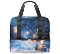 Sac de sport mignon avec inscription « Merry Christmas » pour femmes, hommes, garçons et filles, 21 L, sac fourre-tout séparé pour voyage, gym, yoga, couleur, Big, Organiseur de sac