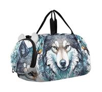 Sac de sport mignon Cupidon Carlin Love Girls Tote Bag Voyage Weekender Overnight Kids Duffle Bag Carry on Duffel Bag Boy, Aquarelle Tête de loup bleue, Classique
