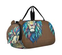 Sac de sport mignon Cupidon Carlin Love Girls Tote Bag Voyage Weekender Overnight Kids Duffle Bag Carry on Duffel Bag Boy, Lion coloré marron, Classique