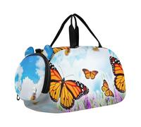 Sac de sport mignon Cupidon Carlin Love Girls Tote Bag Voyage Weekender Overnight Kids Duffle Bag Carry on Duffel Bag Boy, Fleurs papillons orange, Classique