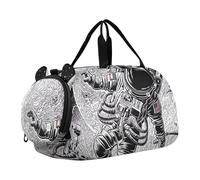 Sac de sport mignon Cupidon Carlin Love Girls Tote Bag Voyage Weekender Overnight Kids Duffle Bag Carry on Duffel Bag Boy, Astronaute Space Noir Blanc, Classique