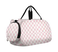 Sac de sport mignon motif damier pêche avec compartiment à chaussures grande capacité pour garçons et filles bolsos de para hombre, Joli damier pêche, Moderne
