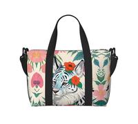 Sac de sport mignon tigre blanc pour voyage - Sacs de voyage Oxford légers pour articles personnels pour femmes, sacs de sport idéaux pour hommes, Noir , Taille unique