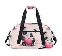 Sac de sport moderne à carreaux pour le sport, le week-end, les soirées pyjama, le voyage, pour l'entraînement de nuit, la gymnastique, la danse et le ballet, Motif panda, 18.9 x 8.7 x 10.6 in, Sacs