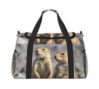 Sac de sport Moon Elephant - Pour homme et femme - Avec compartiment à chaussures - Sac d'entraînement de voyage, Deux chiens de prairie, Taille unique, Sac de voyage