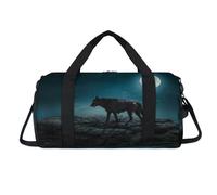 Sac de sport Moon Night Alone Wolf avec compartiment à chaussures - Sac de voyage pour le week-end - Organisateur de bagages pour femmes, hommes, enfants, filles et garçons