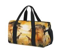 Sac de sport Morning Sun - Motif girafe - Forêt africaine - Pour enfants, filles, garçons, femmes, hommes - Pour la nuit - Sac de voyage décontracté