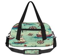 Sac de sport motif bateau à voile pour enfants, garçons et filles, adolescents, motif bateau vintage, sac de sport, sac de gym pour week-end, voyage, gymnastique, danse, ballet, multicolore