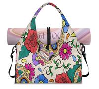 Sac de sport motif crânes en sucre pour femme et homme - Sac de week-end avec compartiment à chaussures - Sac fourre-tout à bandoulière pour yoga, gym, voyage, couleur, L, Organiseur de sac