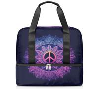 Sac de sport motif mandala signe de paix pour femmes, hommes, garçons et filles, 21 L, sac fourre-tout séparé pour voyage, gym, yoga, couleur, Big, Organiseur de sac