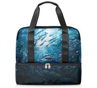 Sac de sport motif requin de dessin animé océan pour femmes, hommes, Kirls, garçons et filles, 21 L, sac fourre-tout séparé pour voyage, gym, yoga, couleur, Big, Organiseur de sac