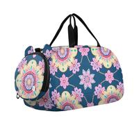 Sac de sport multifonction pour enfants, motif fleurs de cerisier, bleu, pêche, avec compartiment à chaussures, sac de voyage pour voyage, natation, danse, ballet bolsos de para hombre, Motif fleurs