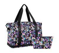 Sac de sport multifonctionnel hologramme fleur de cerisier noir fluo sac de voyage sac de voyage avec sangle réglable pour trekking