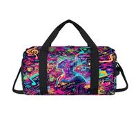 Sac de sport musical abstrait avec compartiment à chaussures, sac de voyage, gym, organiseur de bagages pour femmes, hommes, enfants, filles, garçons