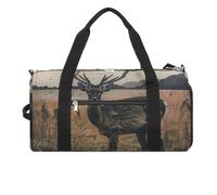 Sac de sport nain avec barbe bleue pour homme et femme, sac de nuit avec compartiment à chaussures, sac d'entraînement, Cerf sur l'île, Taille unique, Art Déco