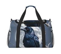 Sac de sport Night Crow - Pour homme et femme - Sac de nuit avec compartiment à chaussures - Sac d'entraînement de voyage, Corbeau de nuit, Taille unique, Sac de voyage