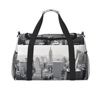 Sac de sport noir et blanc pour femme avec compartiment Motif New York, Noir , Taille unique