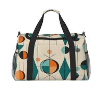 Sac de sport noir et blanc rose rouge pour homme et femme Sac de nuit avec compartiment à chaussures Sac d'entraînement de voyage, Géométrique du milieu du siècle, Taille unique, Sac de voyage