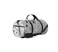 Sac de Sport Noir et Blanc Vintage Space Galaxy Sun Crescent and Stars Sac de Sport étanche avec bandoulière zippée 2 Poches latérales pour Homme et Femme, Sac de Voyage et de Rangement.