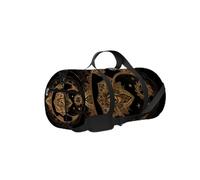 Sac de sport noir Vintage Boho Golden Moon Sun and Mandala Sac fourre-tout Sac de sport étanche avec bandoulière Fermeture éclair 2 poches latérales pour homme et femme, sac à bandoulière de voyage et