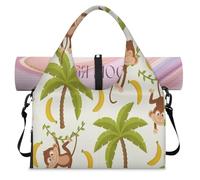Sac de sport Palmtree Banana Monkey avec compartiment à chaussures - Sac fourre-tout pour la gym, le yoga, les voyages, couleur, L, Sac de voyage