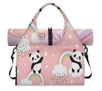 Sac de sport panda arc-en-ciel avec compartiment à chaussures Happy Panda Weekend Sac fourre-tout pour salle de sport, yoga, voyage, couleur, L, Sac de voyage